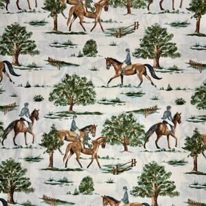 Equestrian Life by David Textiles - Cotton Fabric - 1 Yard - Horses Trees Rider